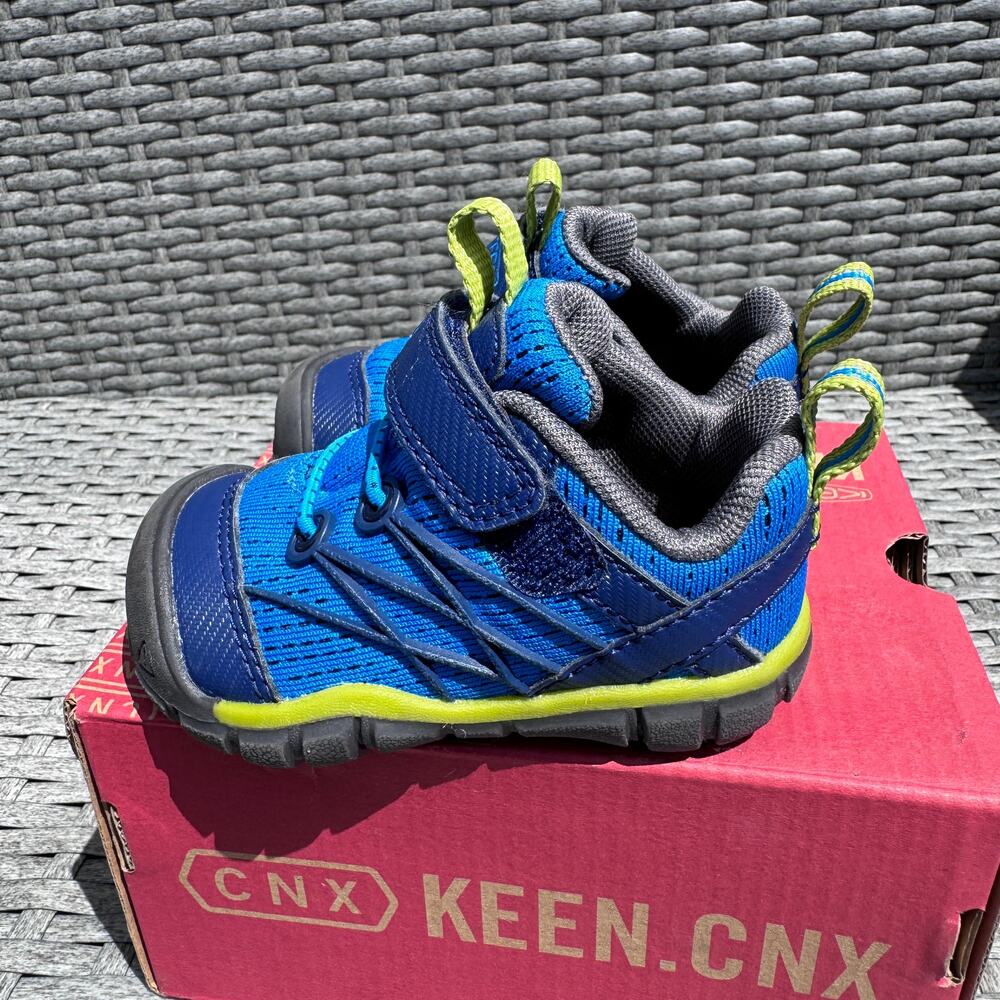 Keen Chandler‎ CNX Hiking Shoes Mesh Bungee Lace Blue Green Kids Toddler Size 4